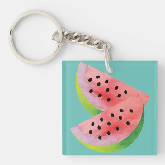 Watermeloenhelften Roze Sleutelhanger (voorkant)