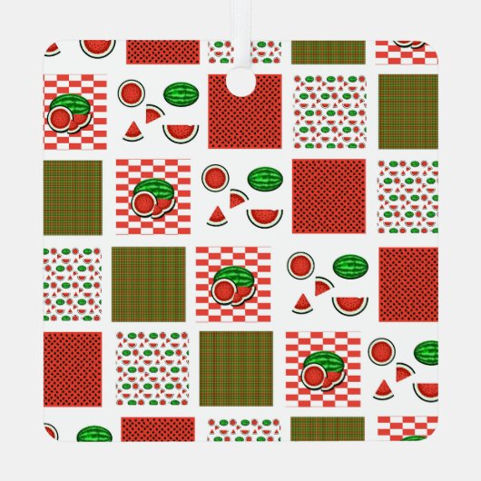 Watermeloenlapwerk Metalen Ornament (Achterkant)