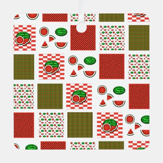 Watermeloenlapwerk Metalen Ornament (Voorkant)