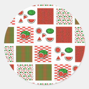 Watermeloenlapwerk Ronde Sticker