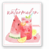 Watermeloenlimonade Aquarel Kunst Sticker (Voorkant)