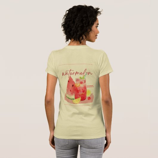 Watermeloenlimonade Aquarel Kunst T-shirt (Achterkant volledig)