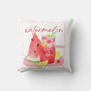 Watermeloenlimonade-waterverfschildering Kussen