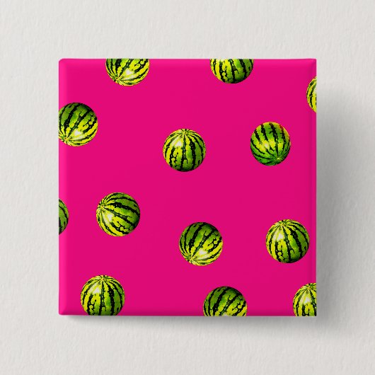 watermeloenpatroon roze vierkante button 5,1 cm (Voorkant)