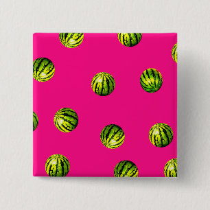 watermeloenpatroon roze vierkante button 5,1 cm