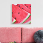 Watermeloenplakjes - Uitgerekte canvasprint Canvas Afdruk (Insitu (Woonkamer))