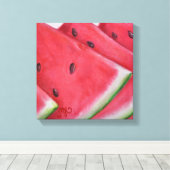 Watermeloenplakjes - Uitgerekte canvasprint Canvas Afdruk (Insitu (Houten vloer))