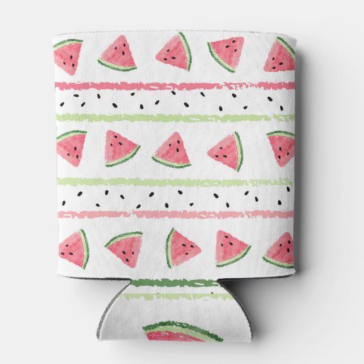 Watermeloenplakjes: Waterverf Gestreept Naadloos Blikjeskoeler (Achterkant)