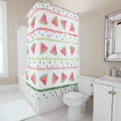 Watermeloenplakjes: Waterverf Gestreept Naadloos Douchegordijn (In situ)