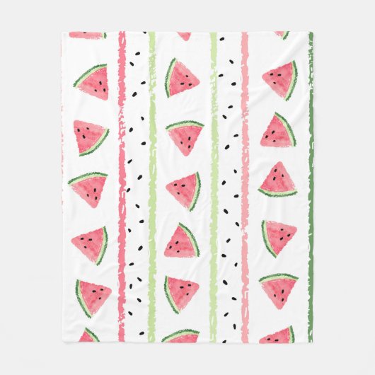 Watermeloenplakjes: Waterverf Gestreept Naadloos Fleece Deken (Voorkant)