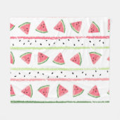 Watermeloenplakjes: Waterverf Gestreept Naadloos Fleece Deken (Voorkant (Horizontaal))