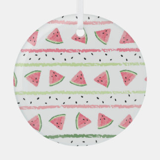 Watermeloenplakjes: Waterverf Gestreept Naadloos Glas Ornament