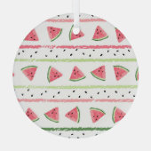 Watermeloenplakjes: Waterverf Gestreept Naadloos Glas Ornament (Achterkant)