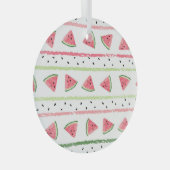Watermeloenplakjes: Waterverf Gestreept Naadloos Glas Ornament (Voorkant Rechts)