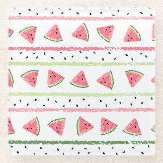 Watermeloenplakjes: Waterverf Gestreept Naadloos Glazen Onderzetter