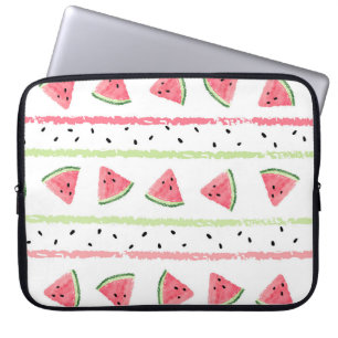 Watermeloenplakjes: Waterverf Gestreept Naadloos Laptop Sleeve