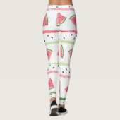 Watermeloenplakjes: Waterverf Gestreept Naadloos Leggings (Achterkant)