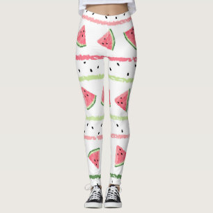 Watermeloenplakjes: Waterverf Gestreept Naadloos Leggings