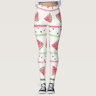Watermeloenplakjes: Waterverf Gestreept Naadloos Leggings