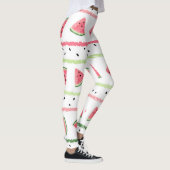 Watermeloenplakjes: Waterverf Gestreept Naadloos Leggings (Rechts)