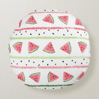 Watermeloenplakjes: Waterverf Gestreept Naadloos Rond Kussen