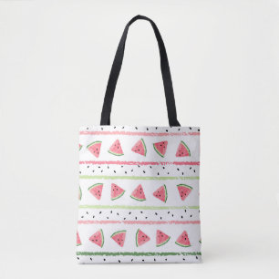 Watermeloenplakjes: Waterverf Gestreept Naadloos Tote Bag