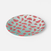  watermeloenplakken en zaadpatroon papieren bordje (Gekanteld)