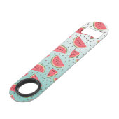 watermeloenplakken en zaadpatroon speed flessenopener (Voorkant Gekanteld)