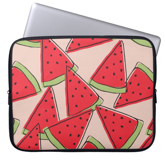 watermeloenplakken met roze achtergrond naadloze p laptop sleeve (Voorkant)