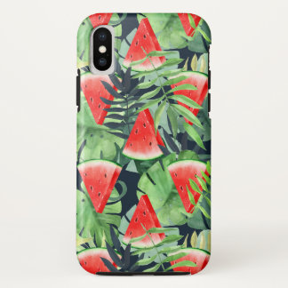 Watermeloenplakken met tropische bladeren Case-Mate iPhone case