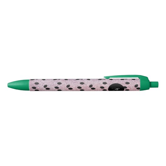 Watermeloensap Pink Faux Glitter Zwarte Inkt Pen (Bovenkant)