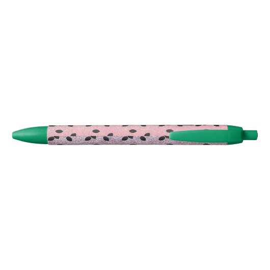 Watermeloensap Pink Faux Glitter Zwarte Inkt Pen (Achterkant)