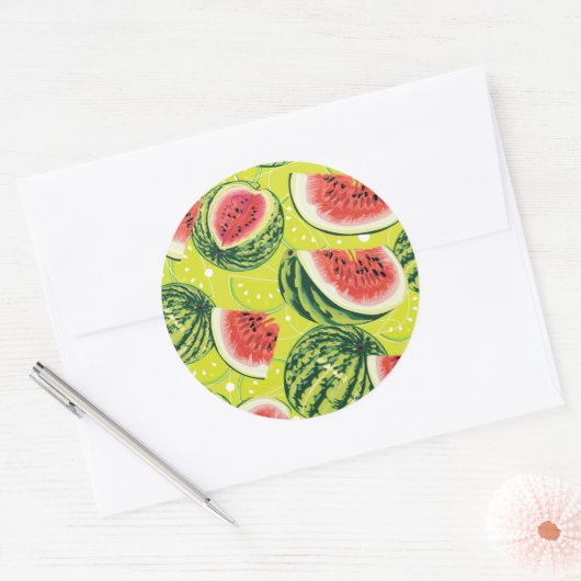 Watermeloensatroon Ronde Sticker (Envelop)