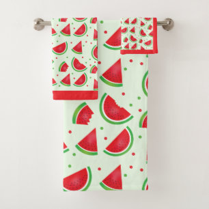 Watermeloensatroop Melon Light Green Red Bad Handdoek
