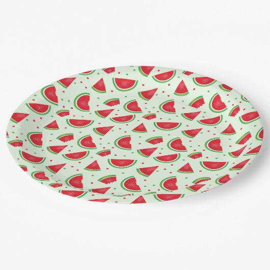 Watermeloensatroop Summertime Meloen Fruit Papieren Bordje (Gekanteld)