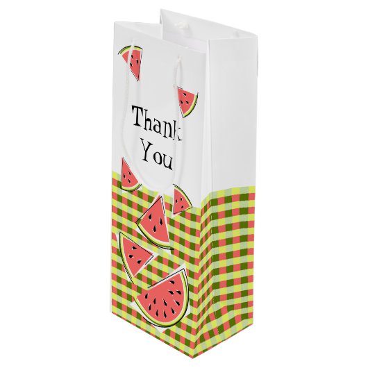 Watermeloensectoren Controleer bedankt Wijn Cadeautas (Voorkant Gekanteld)