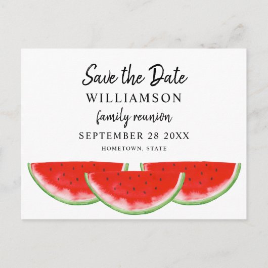 Watermeloensgezinshereniging sparen de datum aankondigingskaart (Voorkant)
