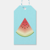 Watermeloenslag op blauwe kleur cadeaulabel (Voorkant)