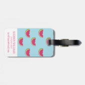 Watermeloenslagen op Blauwgroen patroon Bagagelabel (Achterkant horizontaal)