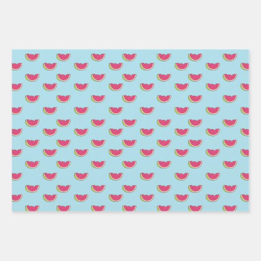 Watermeloenslagen op Blauwgroen patroon Inpakpapier Vel (Voorkant 3)