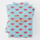 Watermeloenslagen op Blauwgroen patroon Inpakpapier Vel (In situ)