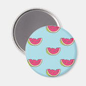 Watermeloenslagen op Blauwgroen patroon Magneet (Voorkant / Achterkant)