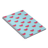 Watermeloenslagen op Blauwgroen patroon Notitieboek (Rechterzijde)