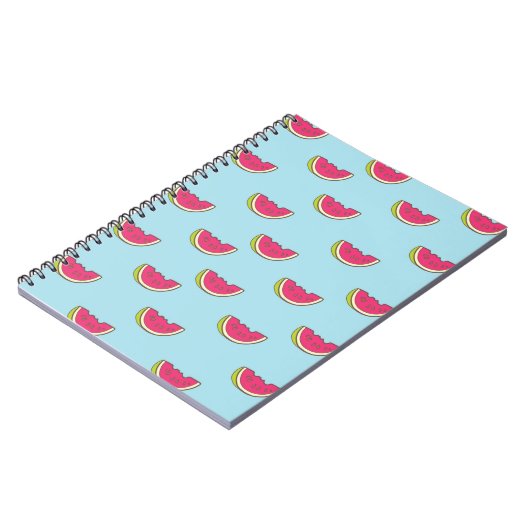 Watermeloenslagen op Blauwgroen patroon Notitieboek (Linkerzijde)
