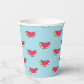Watermeloenslagen op Blauwgroen patroon Papieren Bekers (Voorkant)