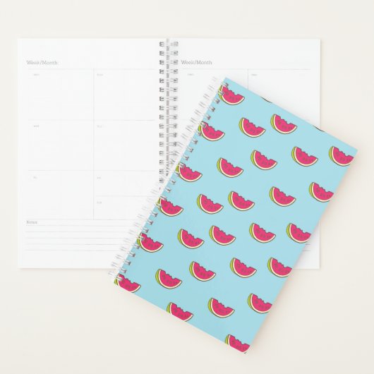Watermeloenslagen op Blauwgroen patroon Planner (Display)