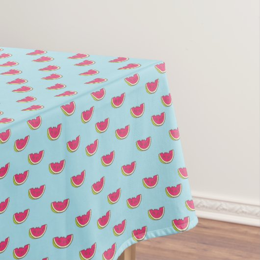 Watermeloenslagen op Blauwgroen patroon Tafelkleed (Voorbeeld)