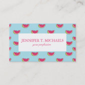 Watermeloenslagen op Blauwgroen patroon Visitekaartje (Voorkant)