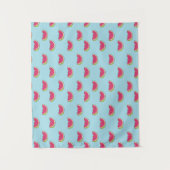 Watermeloenslagen op Blauwgroen patroon Wandkleed (Voorkant)