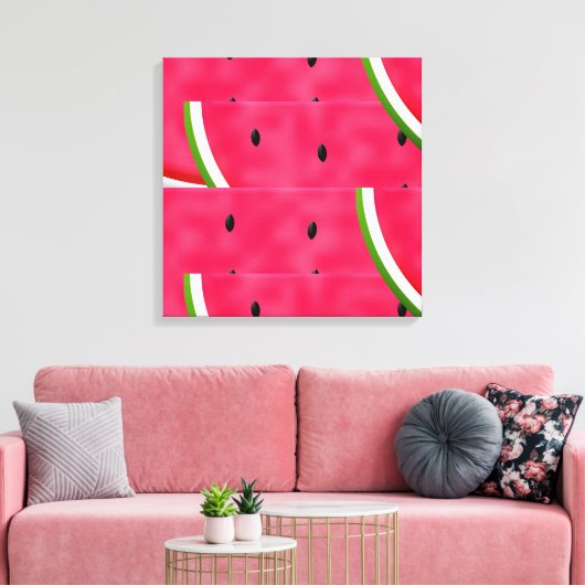 Watermeloenslagen Patroon Canvas Afdruk (Insitu (Woonkamer))